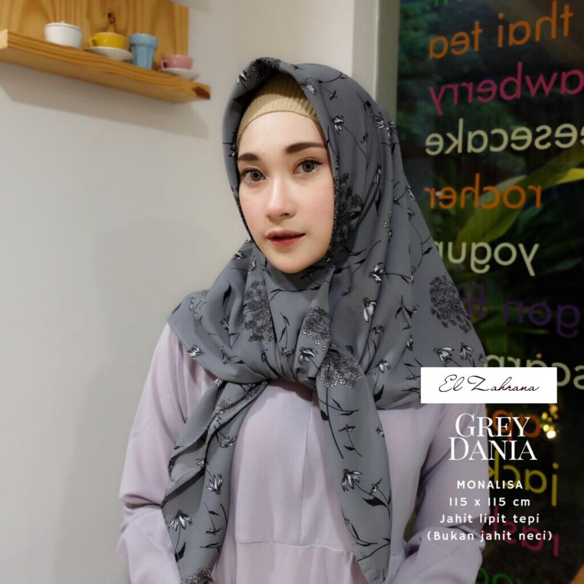 El Zahrana Hijab Square - Kerudung Segi Empat - Jilbab Segi Empat Motif Premium Monalisa