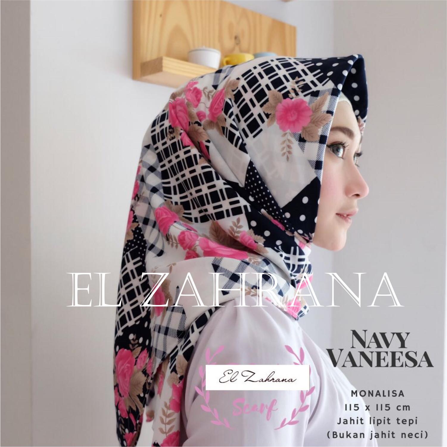 El Zahrana Hijab Square - Kerudung Segi Empat - Jilbab Segi Empat - Jilbab Motif Premium Monalisa