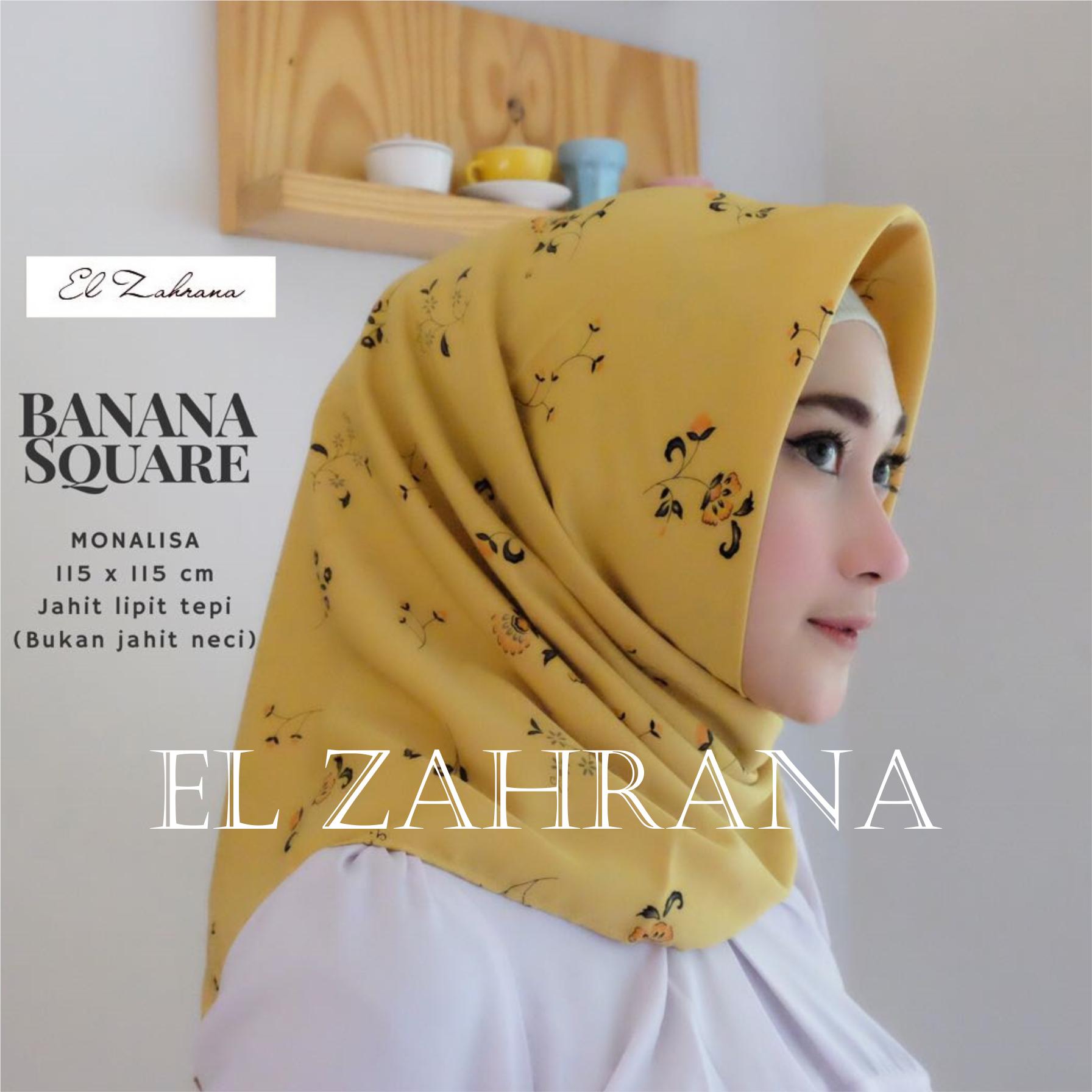 El Zahrana Kerudung Segi Empat - Jilbab Segi Empat - Jilbab Motif Premium - Monalisa