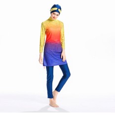 Elastisitas Tinggi Sederhana Muslim Swimwear Swimsuit Islami untuk Wanita Swimwear Penuh Cakupan Swimwear Muslim Renang Pakaian Renang Swim Suit- INTL