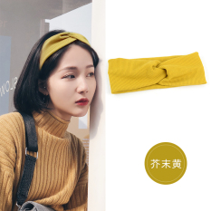 Elegan Korea Modis Gaya Benang Rajut Warna Polos Silang Jepitan Rambut Bando