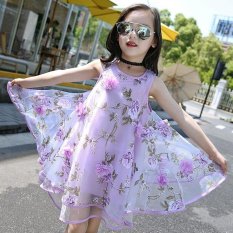 Elegan Kids Gaun untuk Gadis Fashion Floral Chiffon Anak Perempuan Musim Panas Gaun Ulang Tahun Pesta Putri Gaun Vestidos Infantis-Intl