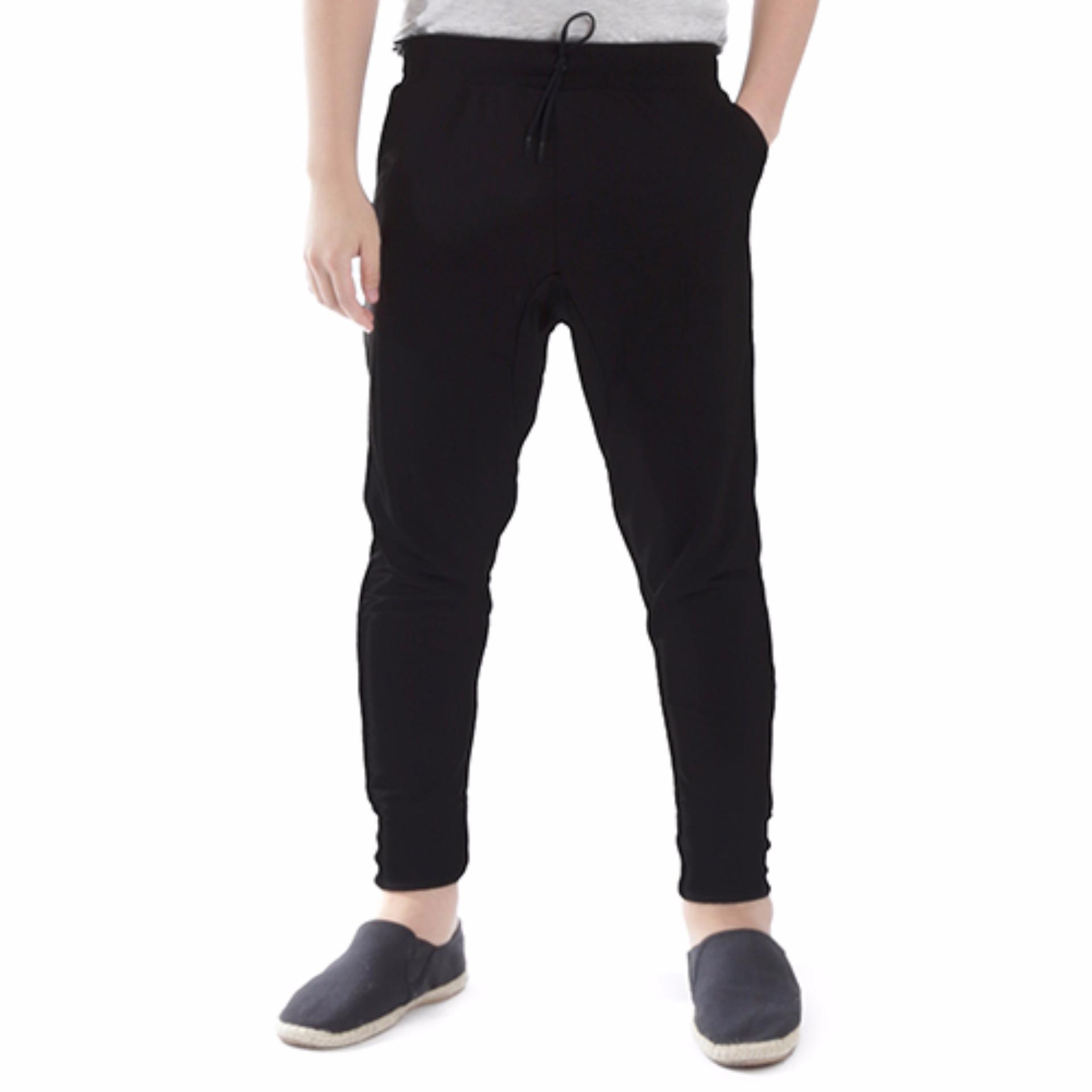 Elfs Shop - Celana Panjang Bahan Sweatshirt Jogging Pants 95D1-Hitam