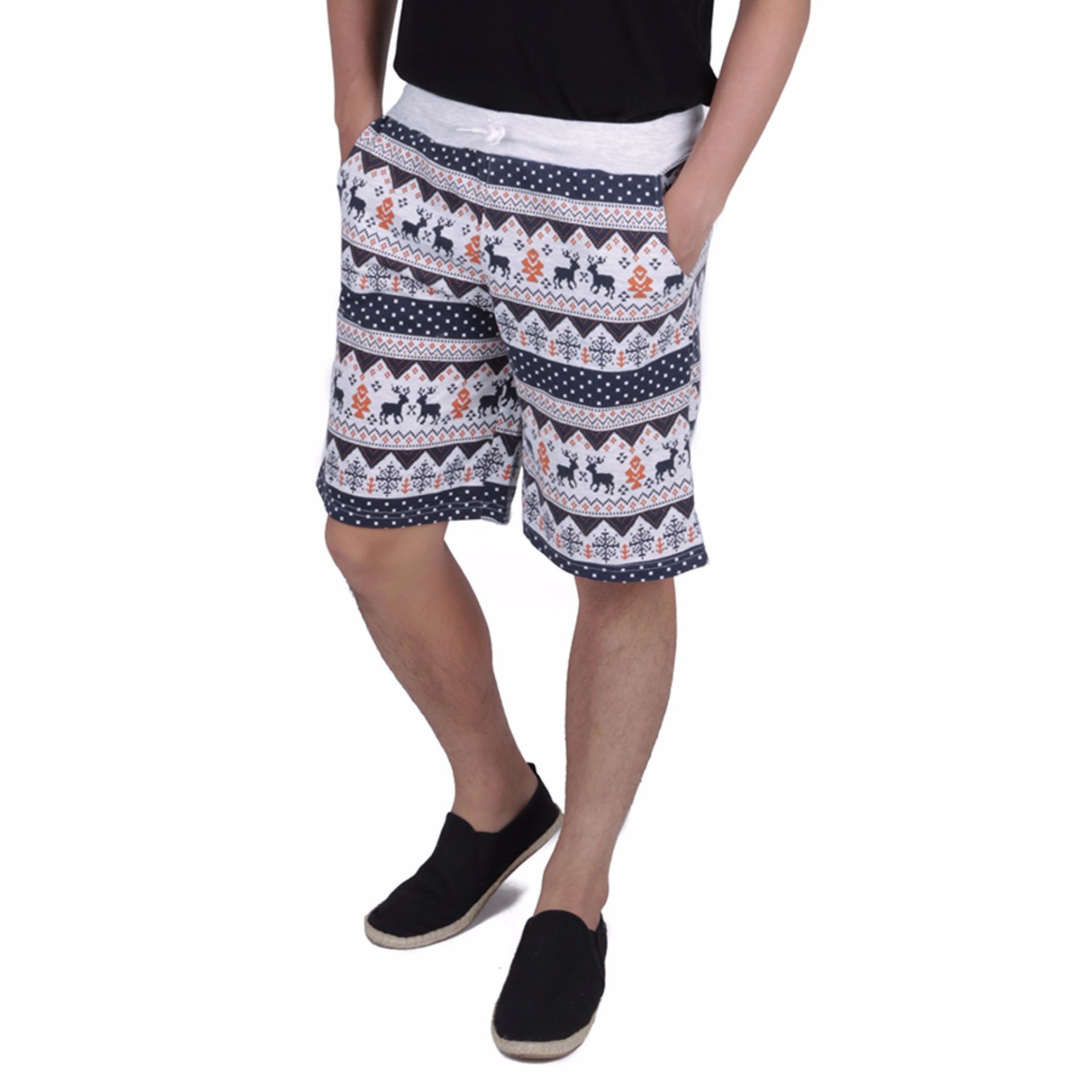 Elfs Shop - Celana  Pendek Pria Sweatshirt Jogging Shorts Winter Pants - Biru Dongker