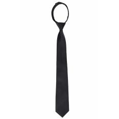 Elfs Shop - Dasi Kantor Polos Panjang Resleting Otomatis Slim Kilap Tie Polyester-Hitam
