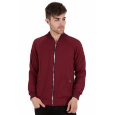 Elfs Shop - Jaket Bomber Varsity Baseball Pria Fleece-Maroon