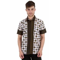 Elfs Shop - Kemeja Batik Formal Pria Lengan Pendek Katun 6E17015-Coklat Tua