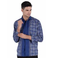 Elfs Shop - Kemeja Batik Pria Lengan Panjang Katun 8F17007-Biru Tua