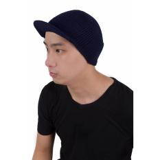 Elfs Shop - Topi Kupluk Rajut Pria 2 In 1-Biru Dongker