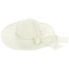 Elfs Shop - Topi Pantai Polkadot TaliPutih - Putih Gading