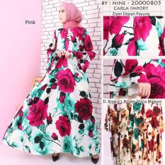 Elia- baju gamis bercorak bunga tulip keren enak dipakai nyaman bagus menarik bisa buat ngaji jangan lupa dibeli