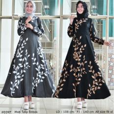 Elia- baju gamis kembang emos elegant bisa dipakai untuk hijab dan no hijab