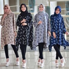 Elia- Gamis Motif Bunga Bunga Long Dress Muslim Atasan Wanita Fashion Premiun Quality Allsize Warna Pink dan Blue