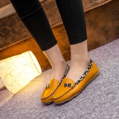 Elife Wanita Baru Kasual Modis Nude Leopard Cetak Santai Sepatu (Kuning)-Internasional