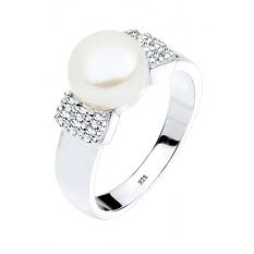 Elli Germany 925 Sterling Silver Cincin Classic Swarovski® Mutiara Putih
