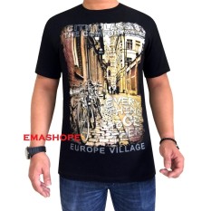 Ema Shope - Kaos Distro Citty Classic T-Shirt Distro Atasan Pria Wanita Cotton Combed 30s Atasan Baju Cowok Cewek Pakaian Fashion Keren Populer Casual Gambar Sablonan Kota Daerah Negara City Classic Europe Village - Kaos Hitam