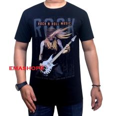 Ema Shope - Kaos Distro T-Shirt Distro Atasan Pria Wanita Cotton Combed 30s Baju Cowo Cewe 100% Cotton Pakaian Populer Keren Bagus Moderen Fashion Gambar Group Music Band Penyanyi Rock Pop Gitar Rambut Berkibar - T-Shirt Hitam