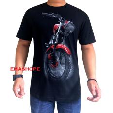 Ema Shope - Kaos Distro T-Shirt Distro Atasan Pria Wanita Cotton Combed 30s Baju Distro Cowok Cewek Pakaian Soft Fashion Gambar Sablonan Kendaraan Roda Dua Keren Murah Bagus Casual RK KING MERAH Kaos Distro - Kaos Hitam