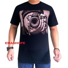 Ema Shope - Kaos Distro T-Shirt Distro Atasan Pria Wanita Cotton Combed 30s Baju Distro Cowok Cewek Pakaian Soft Fashion Gambar Sablonan Keren Bagus Murah Modern Casual Style Kaos Distro Kamera - Kaos Hitam