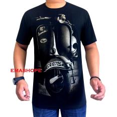 Ema Shope - Kaos Distro T-Shirt Distro Atasan Pria Wanita Cotton Combed 30s Baju Distro Cowok Cewek Pakaian Soft Fashion Gambar Sablonan Kendaraan Roda Dua Vespa CR 12726 Keren Murah Bagus Casual Kaos Distro - Kaos Hitam
