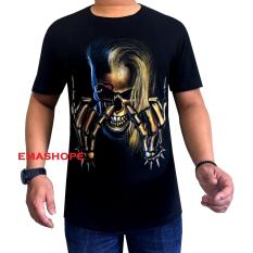 Ema Shope - Kaos Distro T-Shirt Distro Atasan Pria Wanita Cotton Combed 30s Baju Distro Cowok Cewek Pakaian Soft Fashion Gambar Sablonan Tangan Tengkorak Metal Keren Bagus Murah Modern Casual Style Kaos Distro - Kaos Hitam