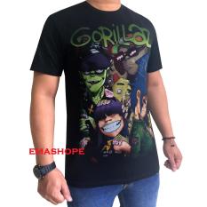 Ema Shope - Kaos Distro T-Shirt Distro Pria Wanita 100% Cotton Combed 30s Atasan Baju Cewe Cowo Pakaian Fashion Anime Gambar Gorillaz Kartun Karakter Permainan Sablonan Keren Populer Trend Kartun Anime-Kaos Hitam