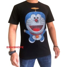 Ema Shope - Kaos T-Shirt Distro Atasan Pria Wanita 100{55e037da9a70d2f692182bf73e9ad7c46940d20c7297ef2687c837f7bdb7b002} Cotton Combed 30s Baju Cewe Cowo Pakaian Fashion Gambar Kartun Film Anime Kartun Doraemon Baling Baling - Kaos Hitam