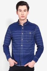 Emba Jeans Men Clothing Shirts Formal Shirts Pria Pakaian Shirts Shirts Formal Navy Blue Biru laut Diskon discount murah bazaar baju celana fashion brand branded