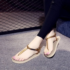 EP Jual Hot Fashion Cewek dan Wanita Toe Clip Sepatu Beach Flip Flop Sandal-Emas-Intl