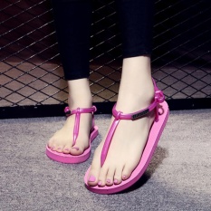 EP Jual Hot Fashion Cewek dan Wanita Toe Clip Sepatu Beach Flip Flop Sandal-Pink-Intl