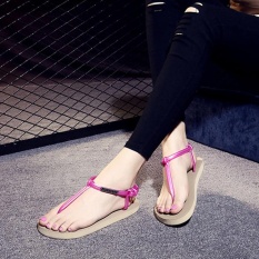 EP Jual Hot Fashion Cewek dan Wanita Toe Clip Sepatu Beach Flip Flop Sandal-Pink dengan Emas- INTL