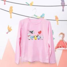 EP Kaos Wanita Lengan Panjang BTS BT21 Warna Pink