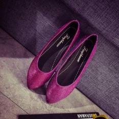 EP Wanita MEMAKAI Sepatu Loafers Kasual Kilau Warna Candy Flat Sepatu Balet Penari Balet-Ungu-Intl