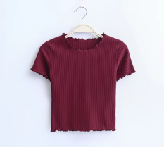 Kaus Gaya Barat Garis Timbul Angin Baju Dalaman Wanita