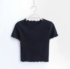 Kaus Gaya Barat Garis Timbul Angin Baju Dalaman Wanita