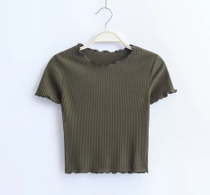 Kaus Gaya Barat Garis Timbul Angin Baju Dalaman Wanita
