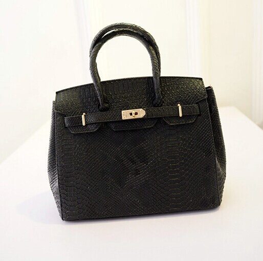 Eropa Dan Amerika Serikat Pola Kulit Buaya Jinjing Wanita Tas Model Hermes Tas Wanita (Hitam)