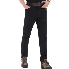 ESDY Executive Slim Fit City Taktis Kargo Celana Pria Zipper Pocket Pelatihan Tempur Militer Tahan Air Agen Hitam Warna Hitam