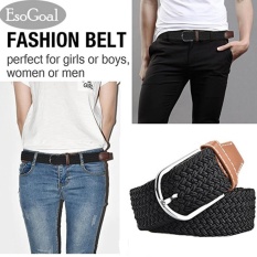 EsoGoal Braided Stretch Sabuk Kanvas Kain Anyaman Elastis Kasual Sabuk For Pria And Wanita (hitam)