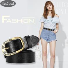 Esogoal Retro Sabuk Wanita Kasual Hiasan Timbul PU Kulit Sabuk Wanita Modis Semua-Cocok Jarum Gesper Jeans Sabuk-Internasional