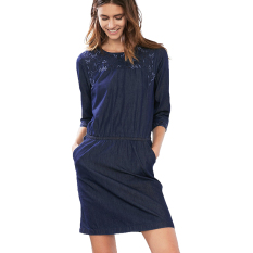 Esprit EDC - Embroidered Denim Dress - Blue Dark Wash