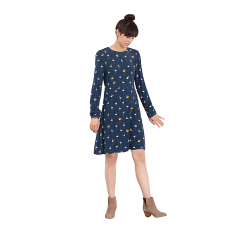 Esprit EDC - Flowing Dress With Flamingo Print - Petrol Blue