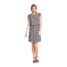 Esprit Flowing Print Dress In A Floral Look - Navy