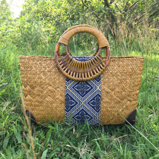 Tas Anyaman Rotan Rajut Tas Tangan Pencetakan Bambu (Bumi Terompet Emas)