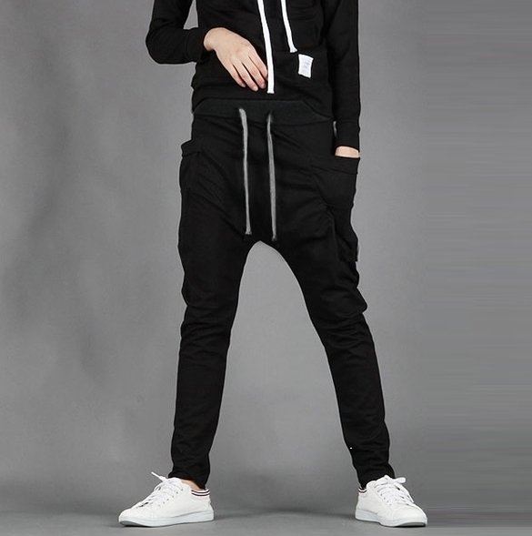 ETOP Pria Reguler Fit Olahraga Harem Celana Tas Jogging Celana Hitam \\ Dark Grey \\ Light Grey (Abu-abu)