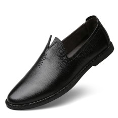 Eropa Station Kulit Putih Lembut Pria Sepatu Kulit Kecil Kasual Sepatu Pria (Hitam (Titik))