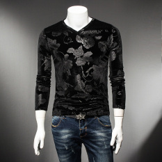 Eropa Station Pencetakan Jixin Ling Pemuda Baju Dalaman Kaos (518 Hitam)