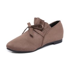 Eropa Station Populer Baru Wanita Musim Gugur Sepatu Kulit Teplek Mama Sepatu Wanita (Khaki)