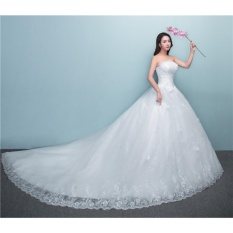 Pernah Gaun 2017 Putri Strapless Renda Manik-manik Pernikahan Gaun Backless Panjang Kereta Murah Pengantin Gaun-Intl