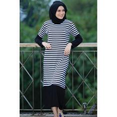 Everflow Baju Gamis Dress Muslimah Casual Rayon VDL 18 - Hitam Kombinasi